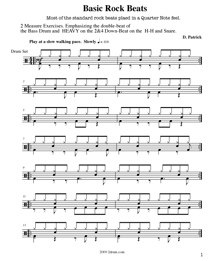 drum lesson basic rock back beats