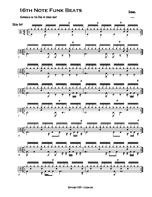 drum lessons 16th note Funk beats