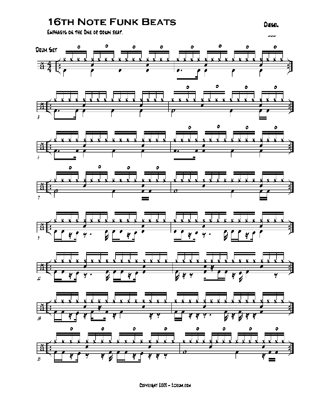 drum lessons 16th note Funk beats
