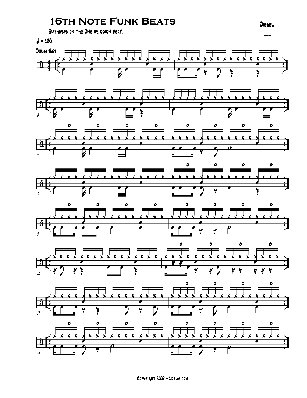 drum lessons 16th note Funk beats
