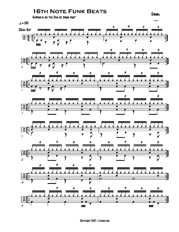 drum lessons 16th note Funk beats