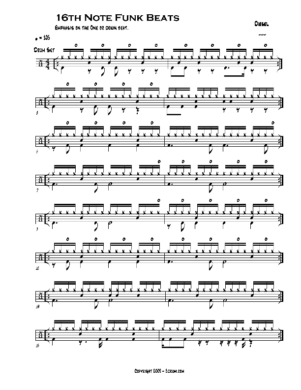 drum lessons 16th note Funk beats