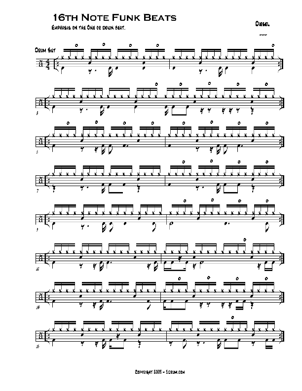 drum lessons 16th note Funk beats