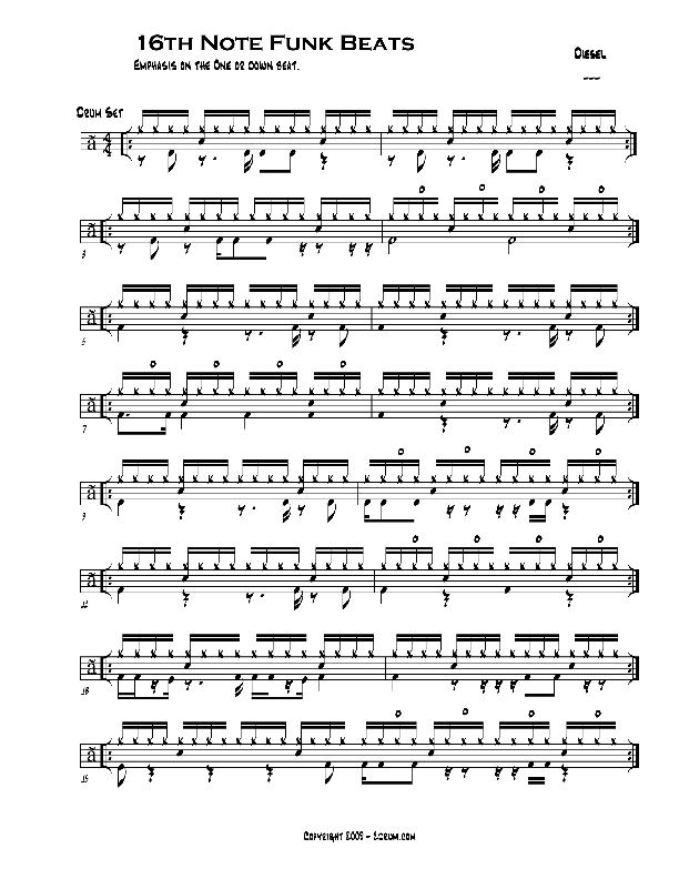 drum lessons 16th note Funk beats